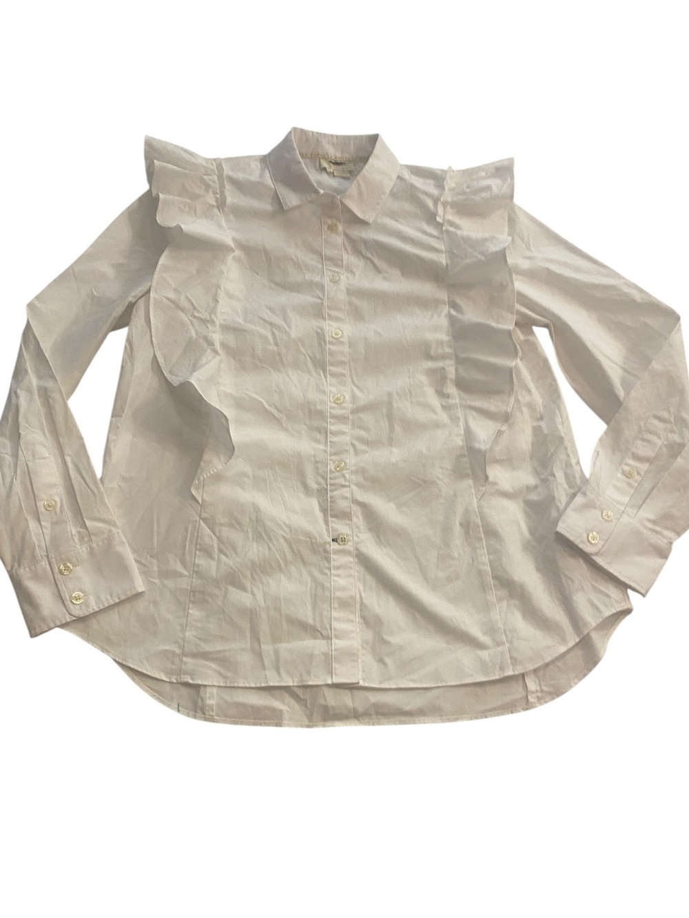 Kate Spade Women’s White Ruffle Button Down Shirt Peplum size medium